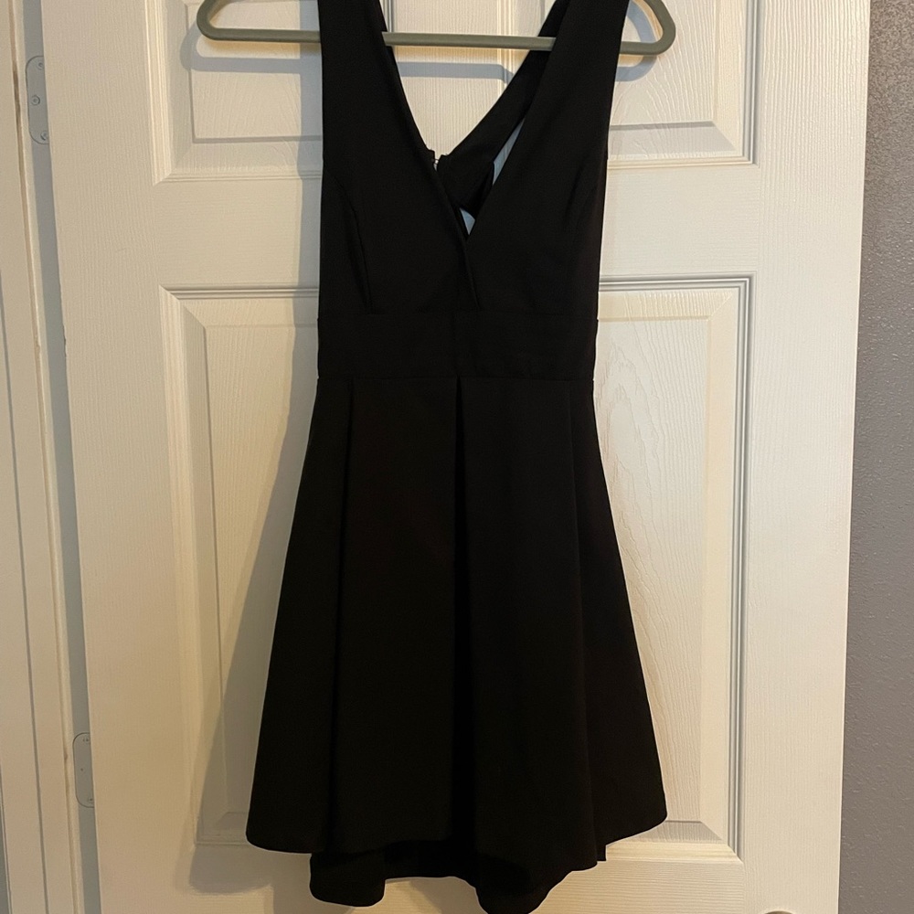 Plunge black dress with back detail